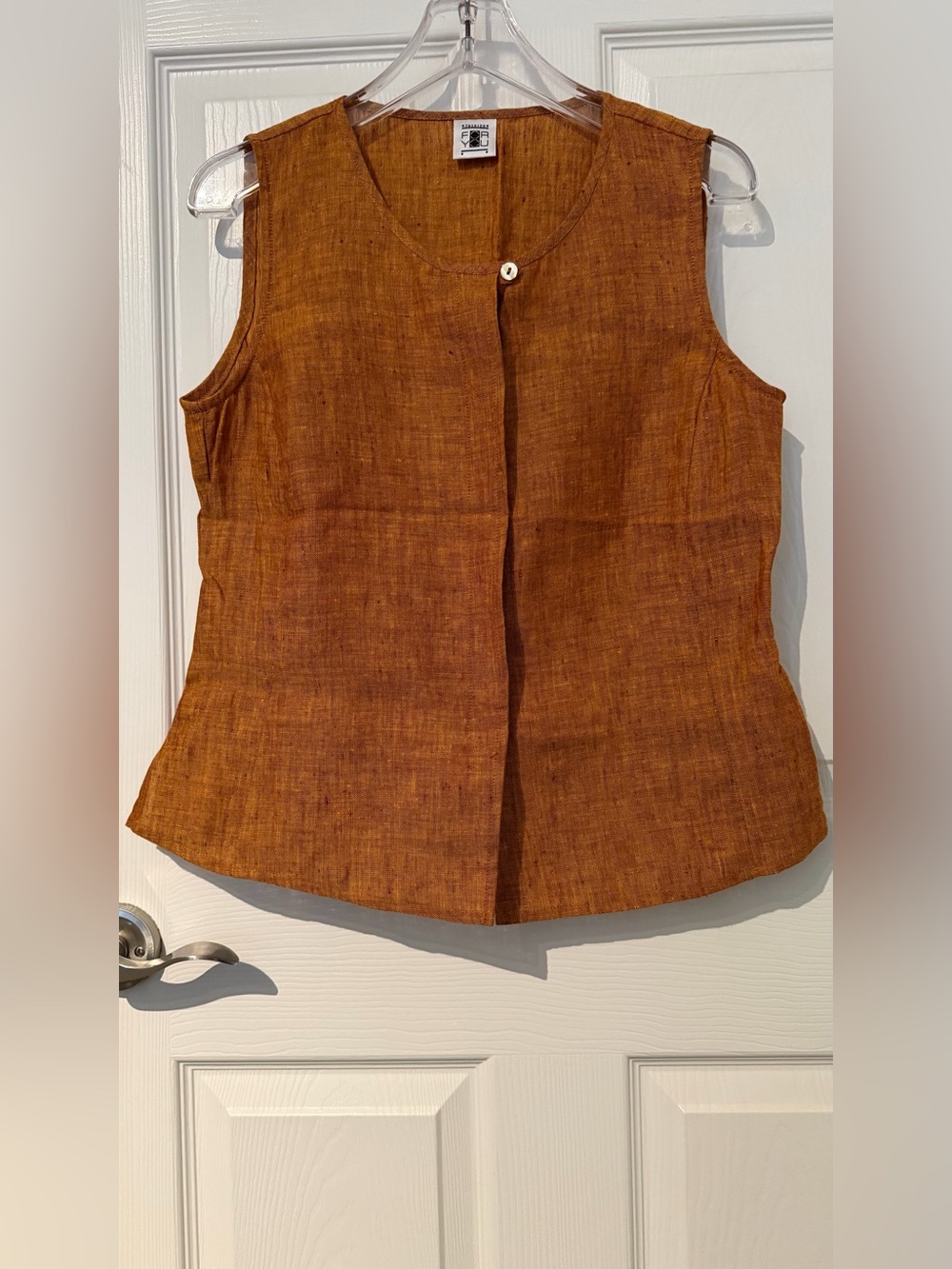 Fashion For You 100% Linen Rust Brown Sleeveless Vest Top